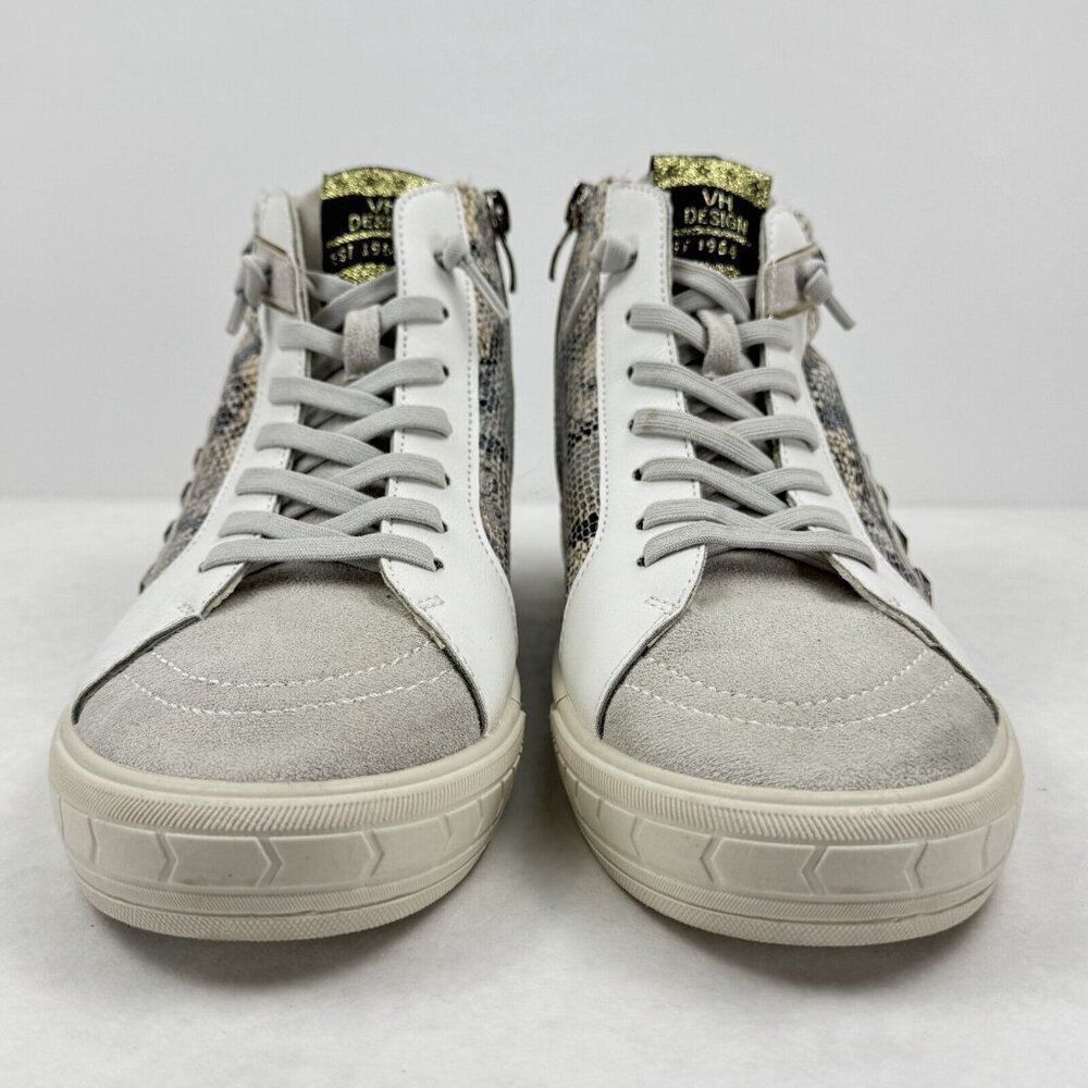Vintage Havana Womens Gray Snake Cliff High Top Sneakers Side Zip Laces Size 8.5 - Picture 6 of 16